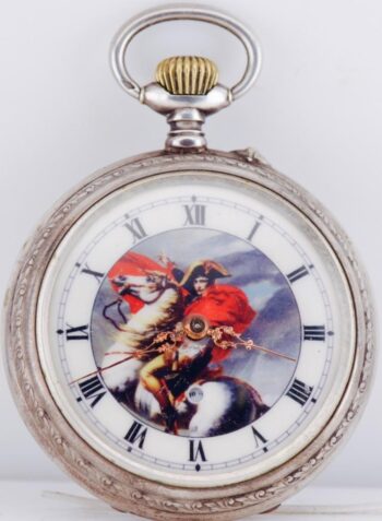 RARE c. 1904 Napoleon I Centenary Silver Pocket Watch – Unusual Digital Seconds