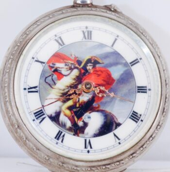 RARE c. 1904 Napoleon I Centenary Silver Pocket Watch – Unusual Digital Seconds