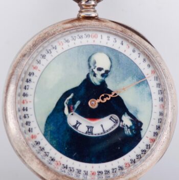 Antique Zenith Grand Prix 1900 Memento Mori Digital Jump Hour Silver Watch 52mm