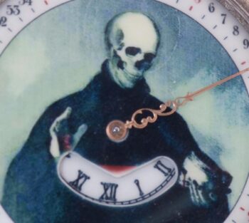 Antique Zenith Grand Prix 1900 Memento Mori Digital Jump Hour Silver Watch 52mm