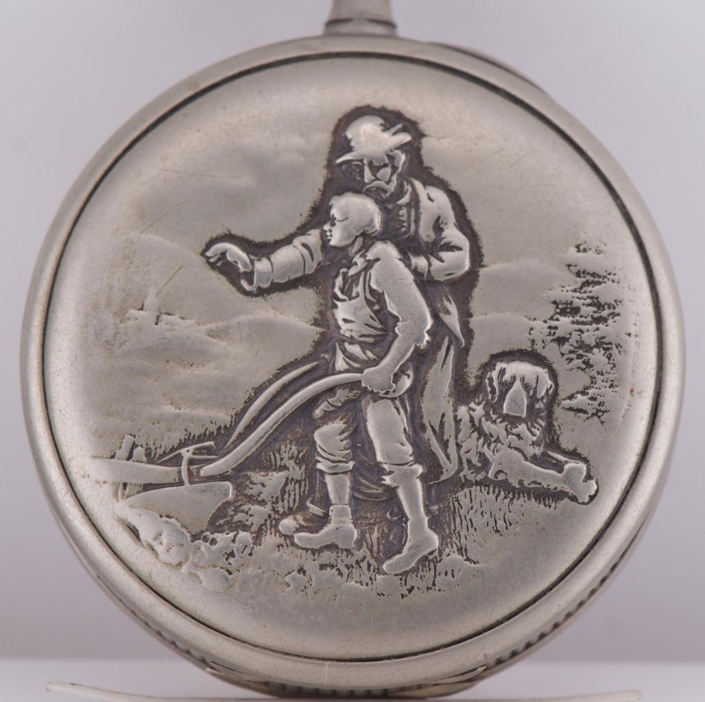 Antique 1890s Jewish Hebrew Dial Pocket Watch Moeri Repousse Jerusalem 50mm Mint
