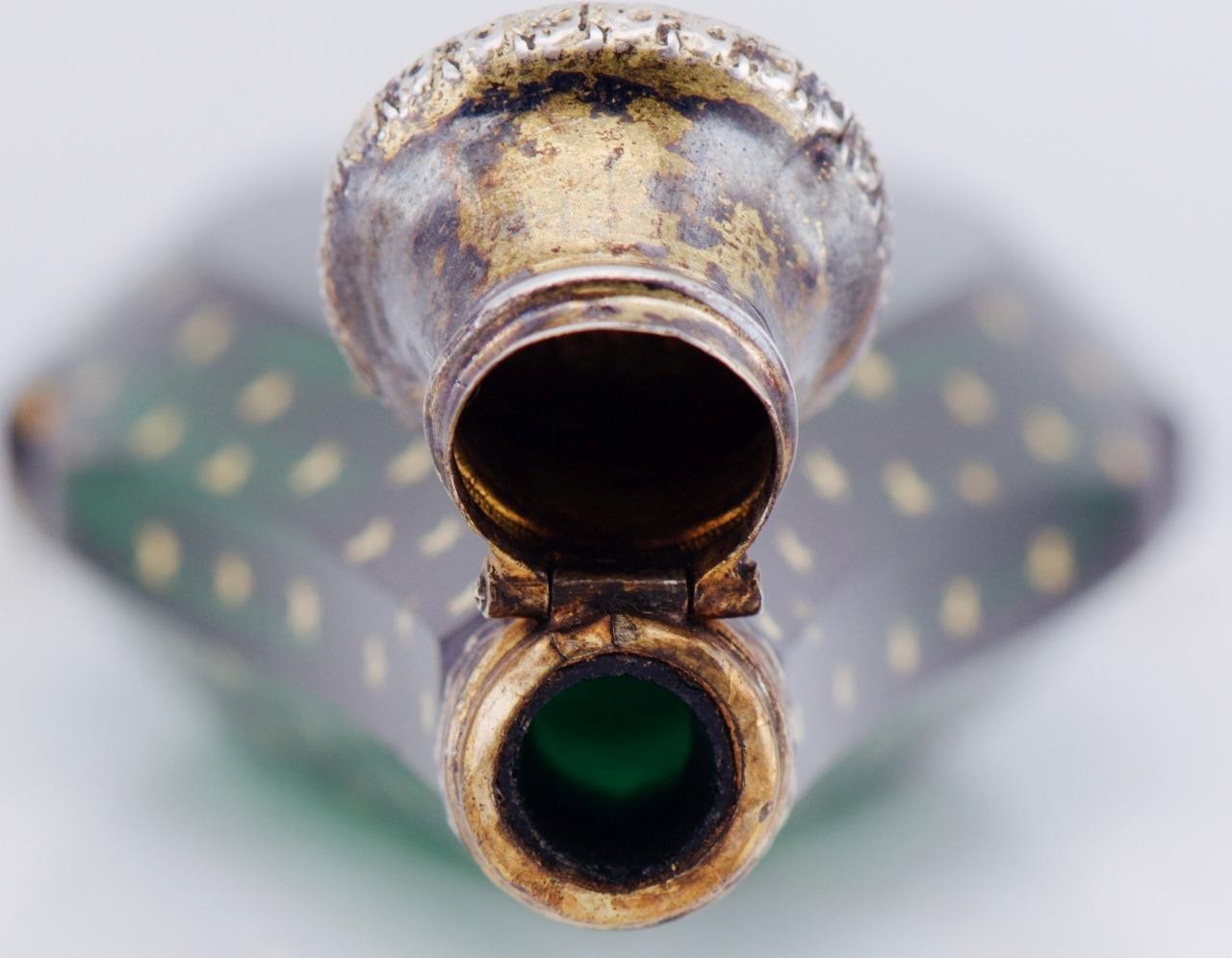 Antique Victorian Doctor's Poison Bottle – Emerald Green Glass Skull Snake Motif