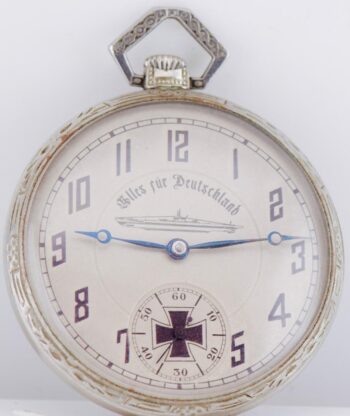 1943 German Kriegsmarine U-Boat Pocket Watch Captain Ernst Bauer U-126 47mm RARE