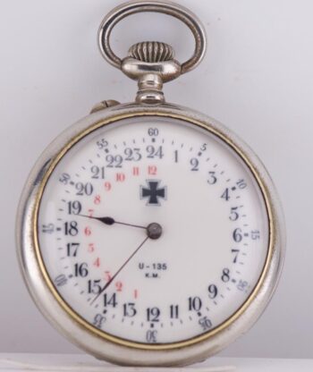 Rare Antique 1941 German Navy U-Boat Captain's 24H Pocket Watch U-135 Submarine