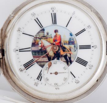 Antique WWI Era Pavel Buhre Silver Tsar Nicholas II Bravery Pocket Watch 53mm