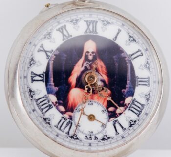 Antique Swiss Memento Mori Skull Pocket Watch Silver 0.800 44mm Working c1890s