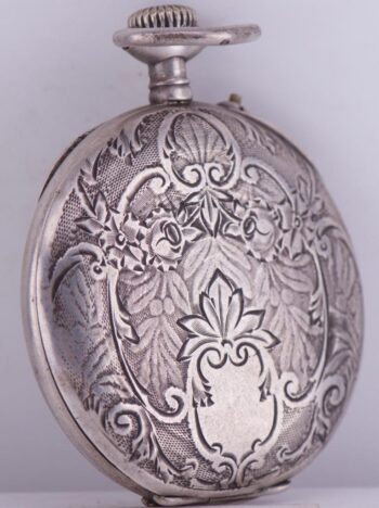 Antique Chinese Qing Dynasty Era Pocket Watch c.1890s -Silver Case Enamel Dial