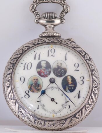 Antique 1912 First Balkan War Alliance Kings Award Pocket Watch Repousse 53mm