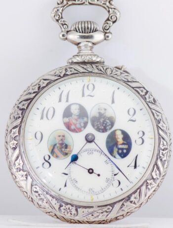 Antique 1912 First Balkan War Alliance Kings Award Pocket Watch Repousse 53mm