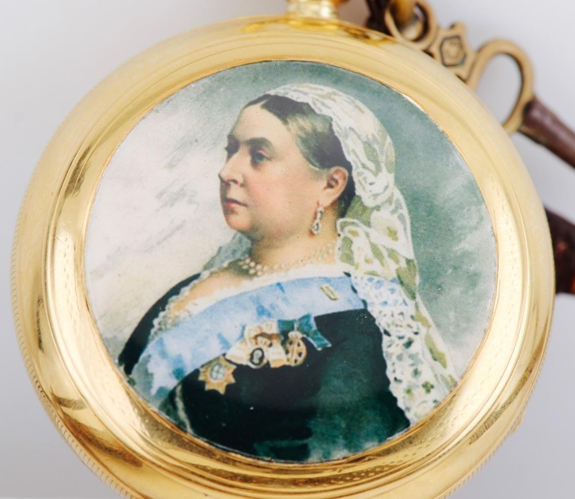 Queen Victoria Diplomatic Presentation Pocket Watch Enamel 18k Gold Silver 52mm