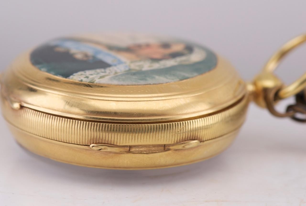Queen Victoria Diplomatic Presentation Pocket Watch Enamel 18k Gold Silver 52mm
