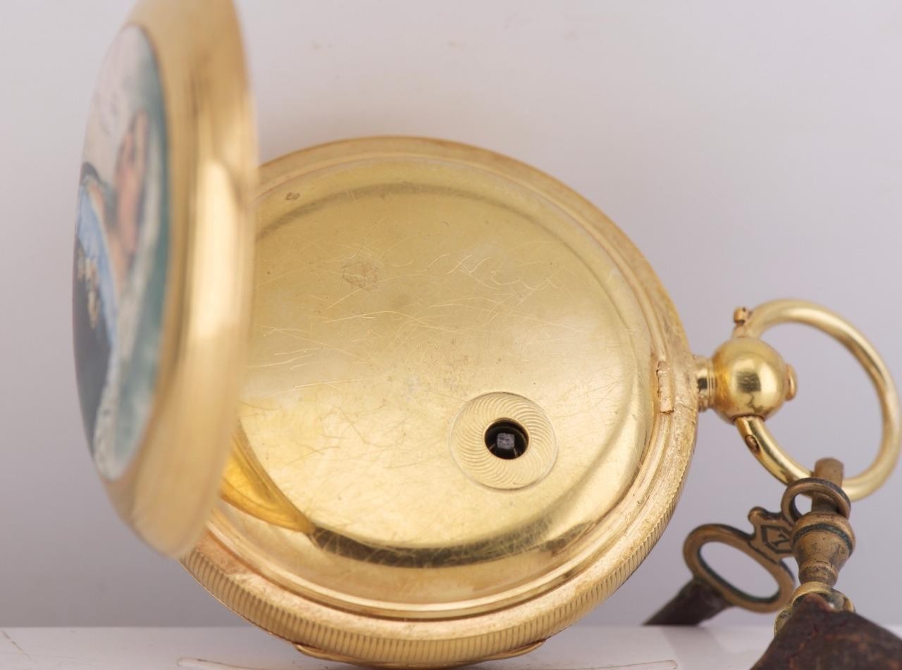 Queen Victoria Diplomatic Presentation Pocket Watch Enamel 18k Gold Silver 52mm