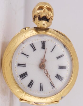 Antique French Memento Mori Skull Ring Watch c1890 Hidden Poison Container