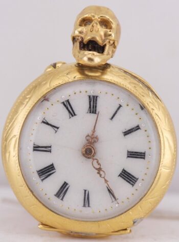 Antique French Memento Mori Skull Ring Watch c1890 Hidden Poison Container