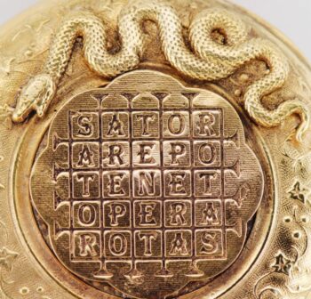 Antique Mid-19thC Occult SATOR Square Magic 18k Vermeil Pocket Watch 44mm RARE