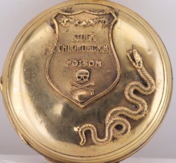 Antique 19thC Memento Mori Poison / Pill Box Pocket Watch 18k Double Gold 48mm