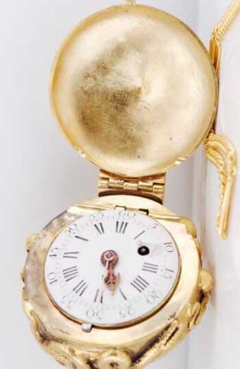 Museum-Quality 18thC French Memento Mori Skull Ormolu Verge Fusee Pocket Watch