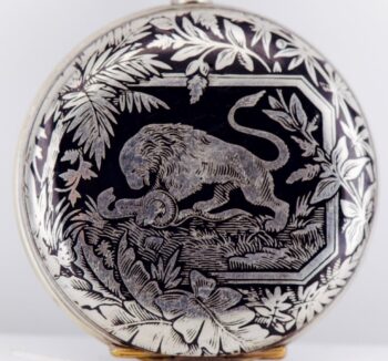 Antique Silver Niello Full Hunter Pocket Watch Emperor Haile Selassie Urania 45m