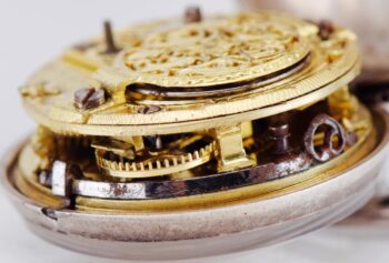 Antique 18thC Georgian English Silver Ottoman Pair Case Verge Fusee Watch Samson