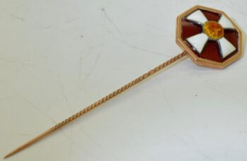 Antique Lapel Pin Solid 14k Gold and Enamel WWI Era 1914 Original Box