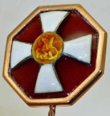Antique Lapel Pin Solid 14k Gold and Enamel WWI Era 1914 Original Box