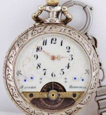 Antique Swiss Hebdomas 8-Day Visible Escapement Pocket Watch (50mm) — Perfect