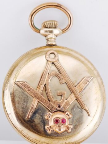 Antique Rockford Masonic Pocket Watch – Gold-Plated Memento Mori Skull Case