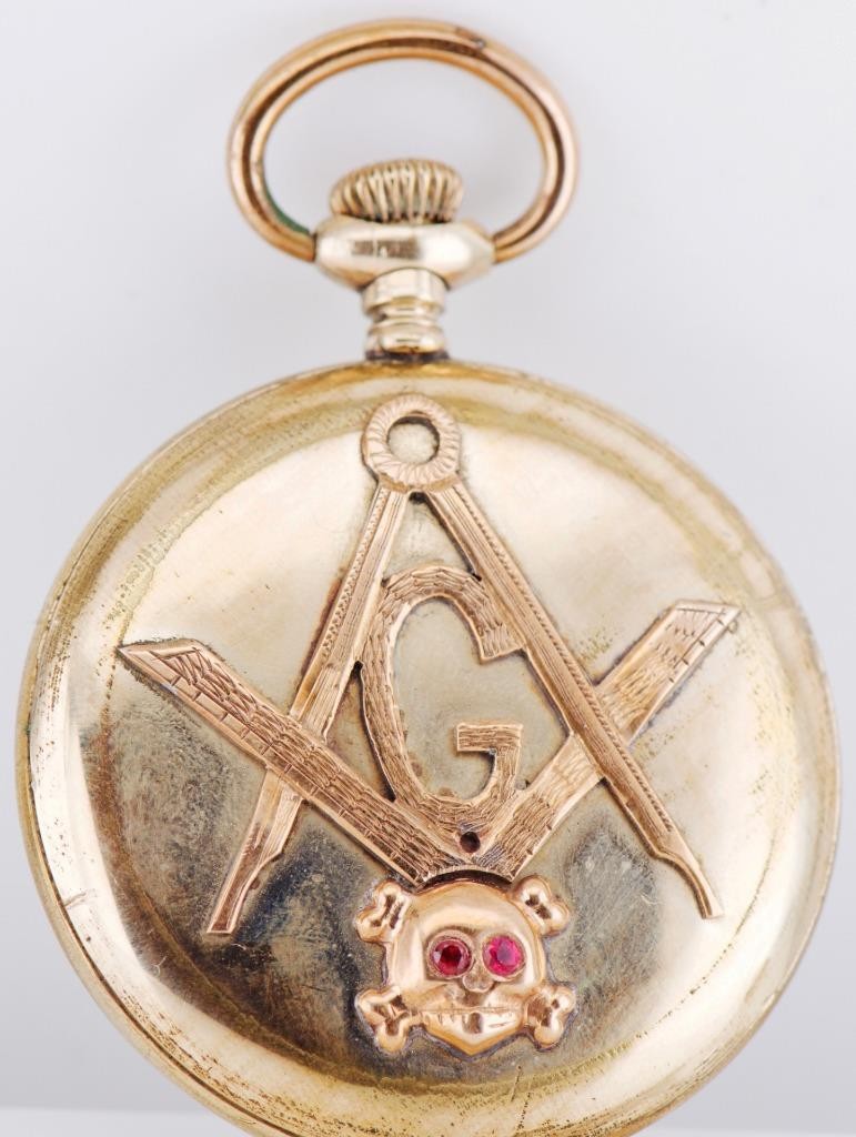 Antique Rockford Masonic Pocket Watch – Gold-Plated Memento Mori Skull Case