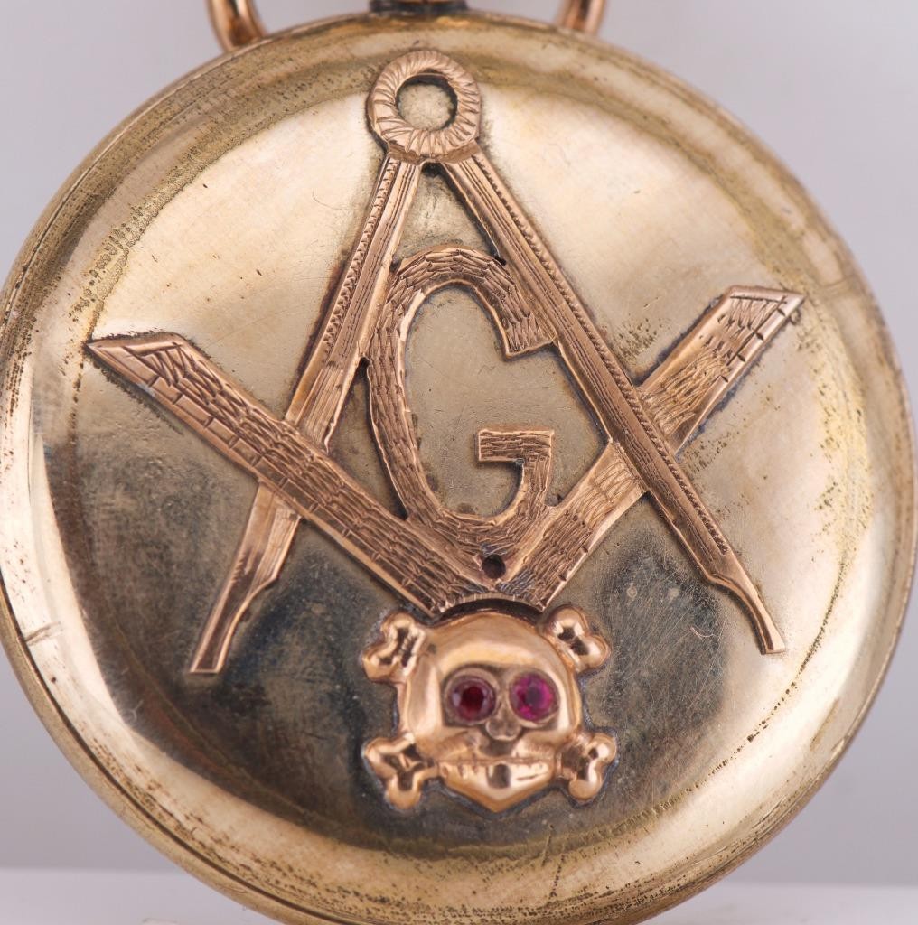 Antique Rockford Masonic Pocket Watch – Gold-Plated Memento Mori Skull Case