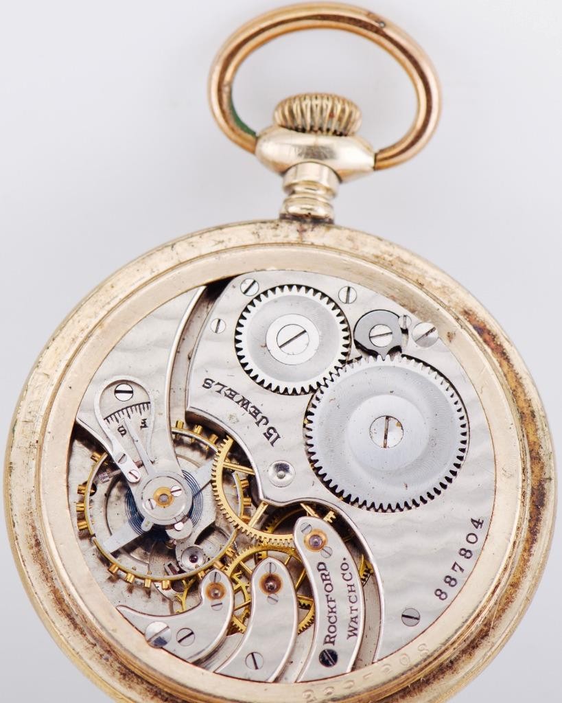 Antique Rockford Masonic Pocket Watch – Gold-Plated Memento Mori Skull Case