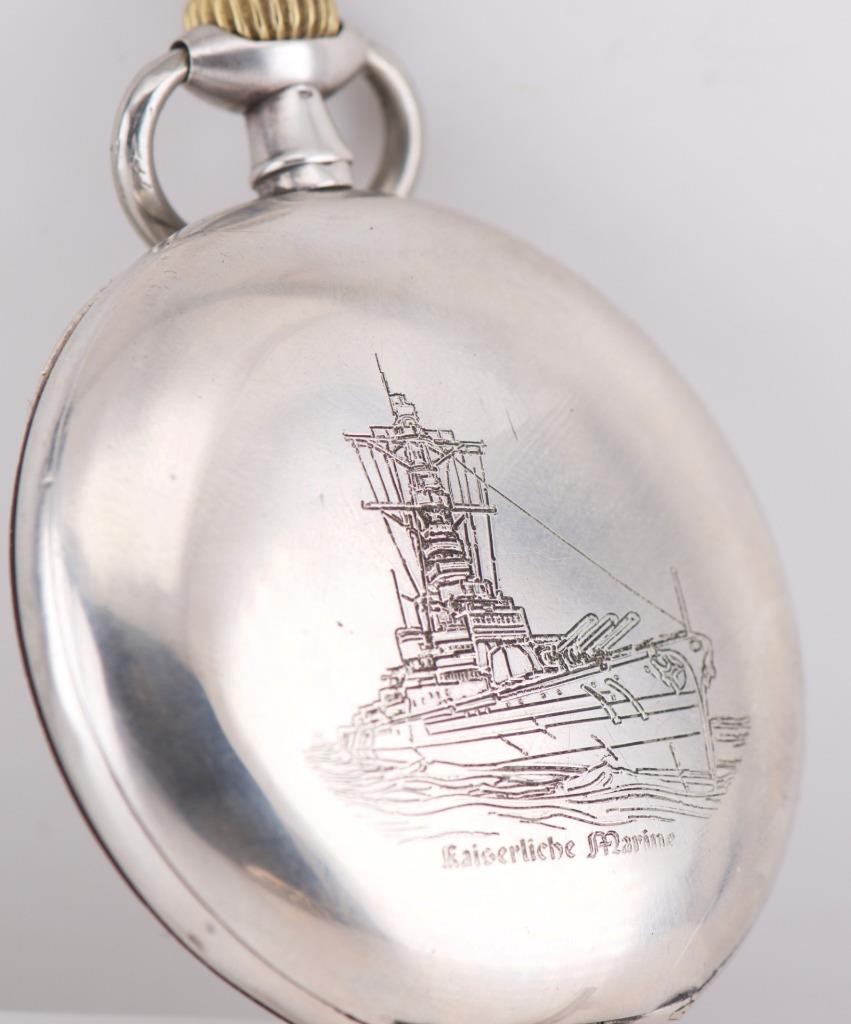 Antique WWI German Kaiserliche Marine 0.800 Silver Pocket Watch – Iron Cross
