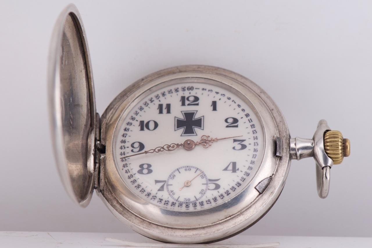 Antique WWI German Kaiserliche Marine 0.800 Silver Pocket Watch – Iron Cross