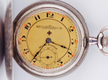 Antique 1940s German U-Boat Officer Niello Silver Award Pocket Watch 50mm RARE