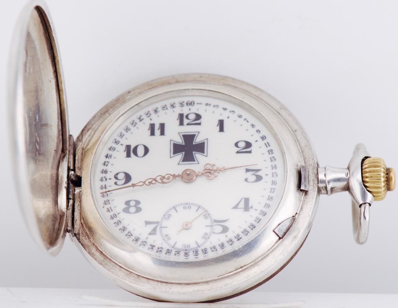 Antique WWI German Kaiserliche Marine 0.800 Silver Pocket Watch – Iron Cross