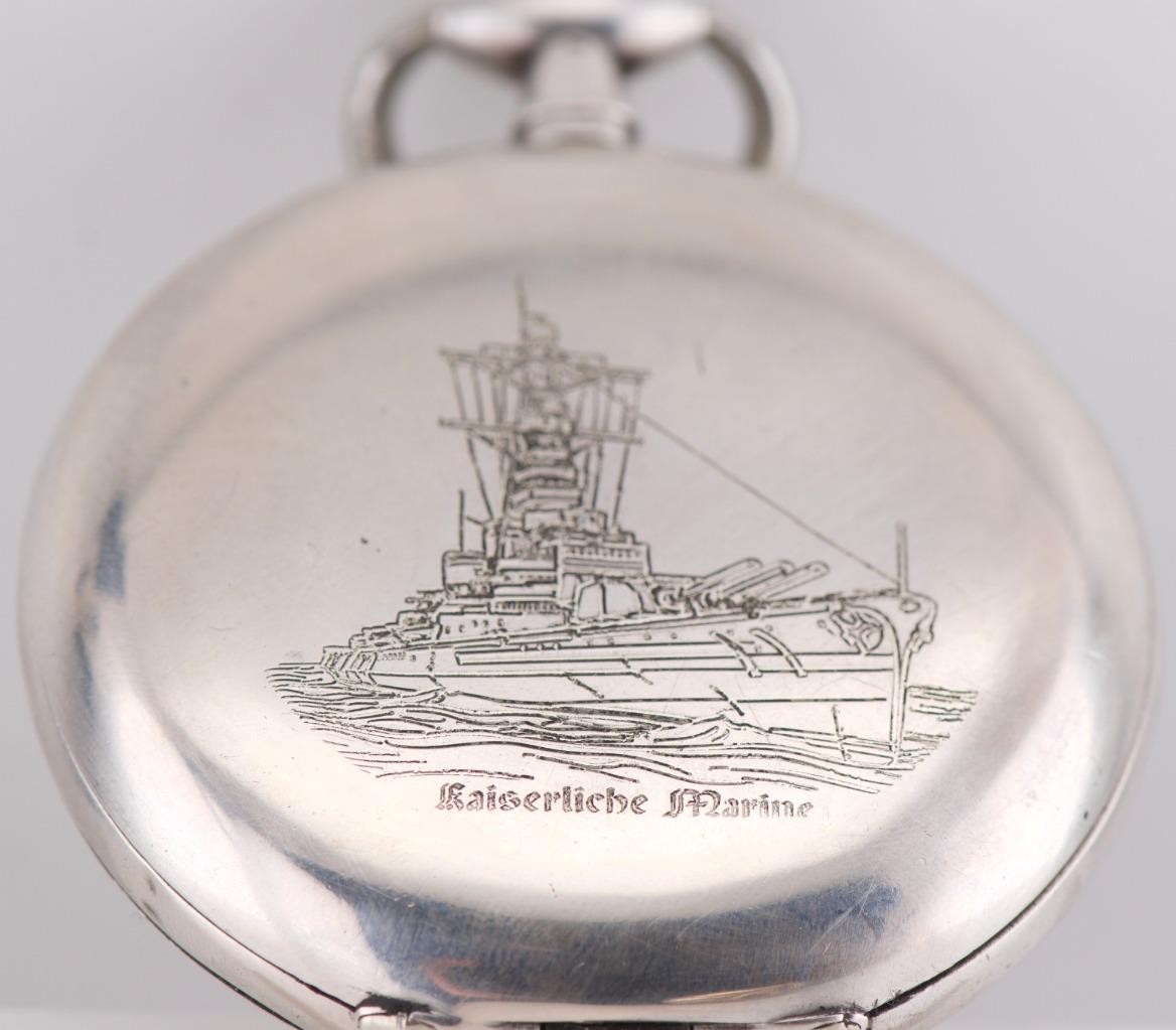 Antique WWI German Kaiserliche Marine 0.800 Silver Pocket Watch – Iron Cross