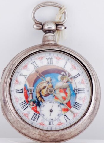 Antique Victorian Memento Mori Sterling Silver Pair Case Pocket Watch (58mm)
