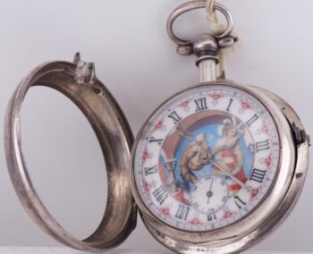 Antique Victorian Memento Mori Sterling Silver Pair Case Pocket Watch (58mm)