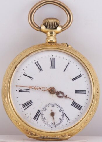 Antique French Memento Mori 18k Gilt Silver Pocket Watch – Ouroboros & Skull