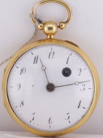 Antique 19th Century French Masonic 18k Gilt Silver Verge Fusee Pocket Watch