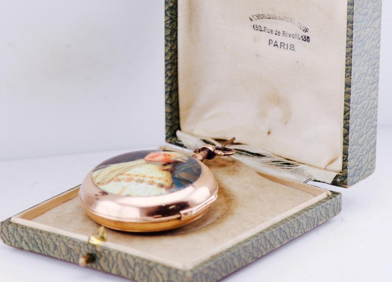 Antique French 18k Gold Enamel Verge Fusee Pocket Watch for King Louis XVI c1780