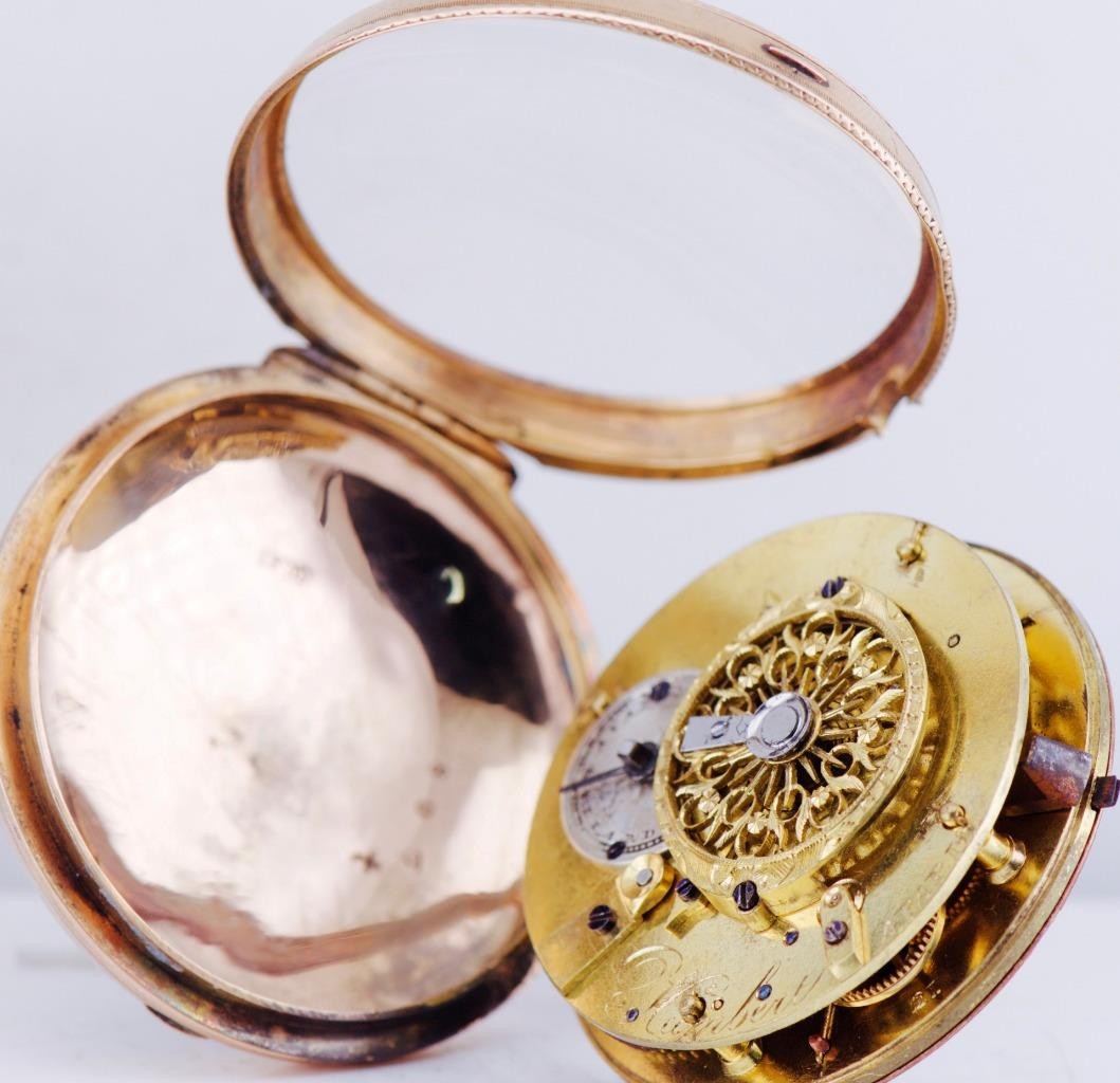 Antique French 18k Gold Enamel Verge Fusee Pocket Watch for King Louis XVI c1780