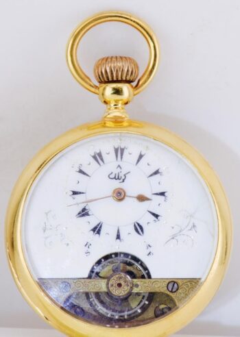 Antique 8 Days Hebdomas 18k Gilt Silver Enamel Pocket Watch Ottoman Market c1916