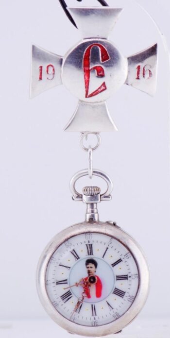 Antique Faberge Silver Ename Brooch Pocket Watch for Grand Duchess Elezabeth