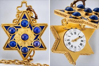 Antique Verge Fusee Pocket Watch 18k Gilt Jewish JUDAICA STAR of DAVID 1800