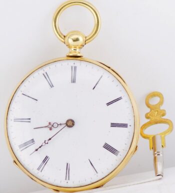 RARE Antique 1850s French Memento Mori 18k Vermeil Silver Skull Pocket Watch