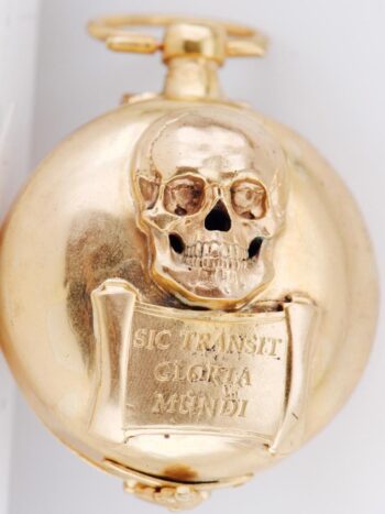 Antique 18k Gilt French Memento Mori Verge Fusee Skull Pocket Watch c1800's RARE
