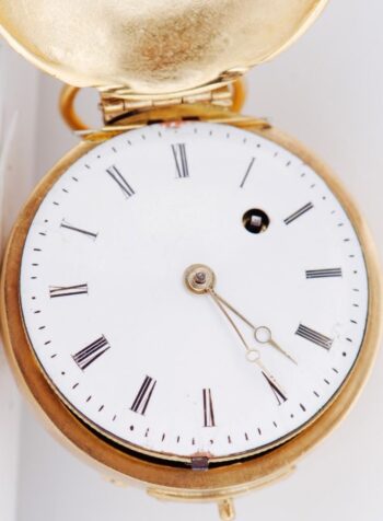 Antique 18k Gilt French Memento Mori Verge Fusee Skull Pocket Watch c1800's RARE