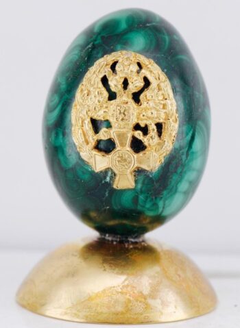 Antique 1885 Imperial Malachite Easter Presentation Egg Ovchinnikov 51mm